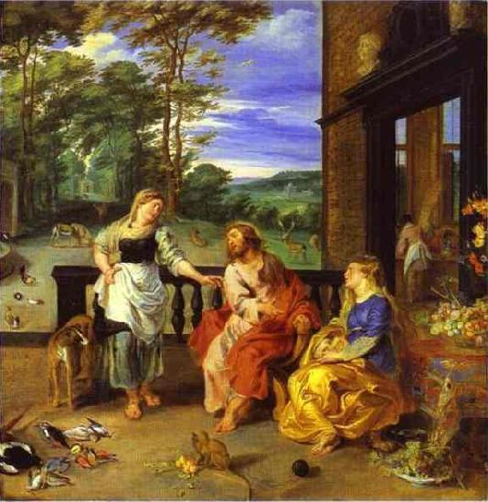 Peter Paul Rubens Christ in the House of Martha and Mary 1628 Jan Bruegel the Younger and Peter Paul Rubens oil painting image
